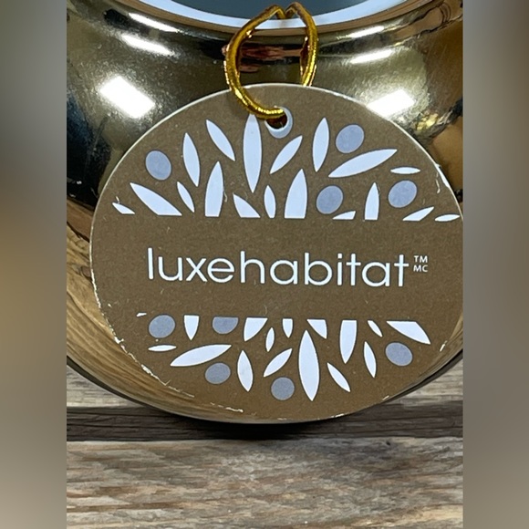 Luxe Habitat Gold Jar 5” White Ceramic Storage Container Modern Decor Lid Pot - Picture 4 of 8